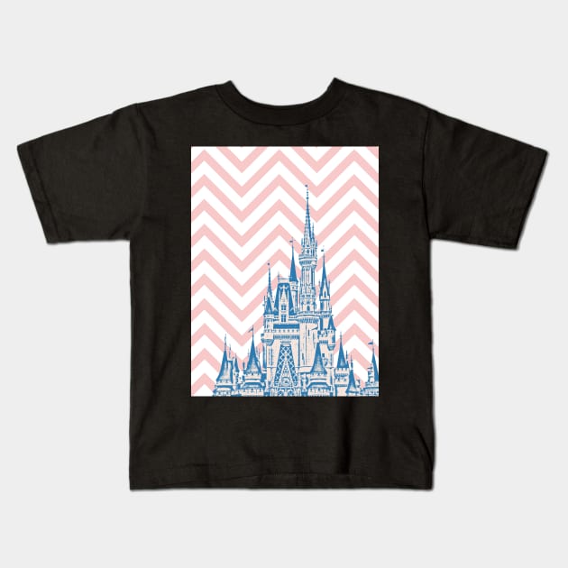 Magic Castle Chevron Pattern Millennial Pink Kids T-Shirt by FandomTrading